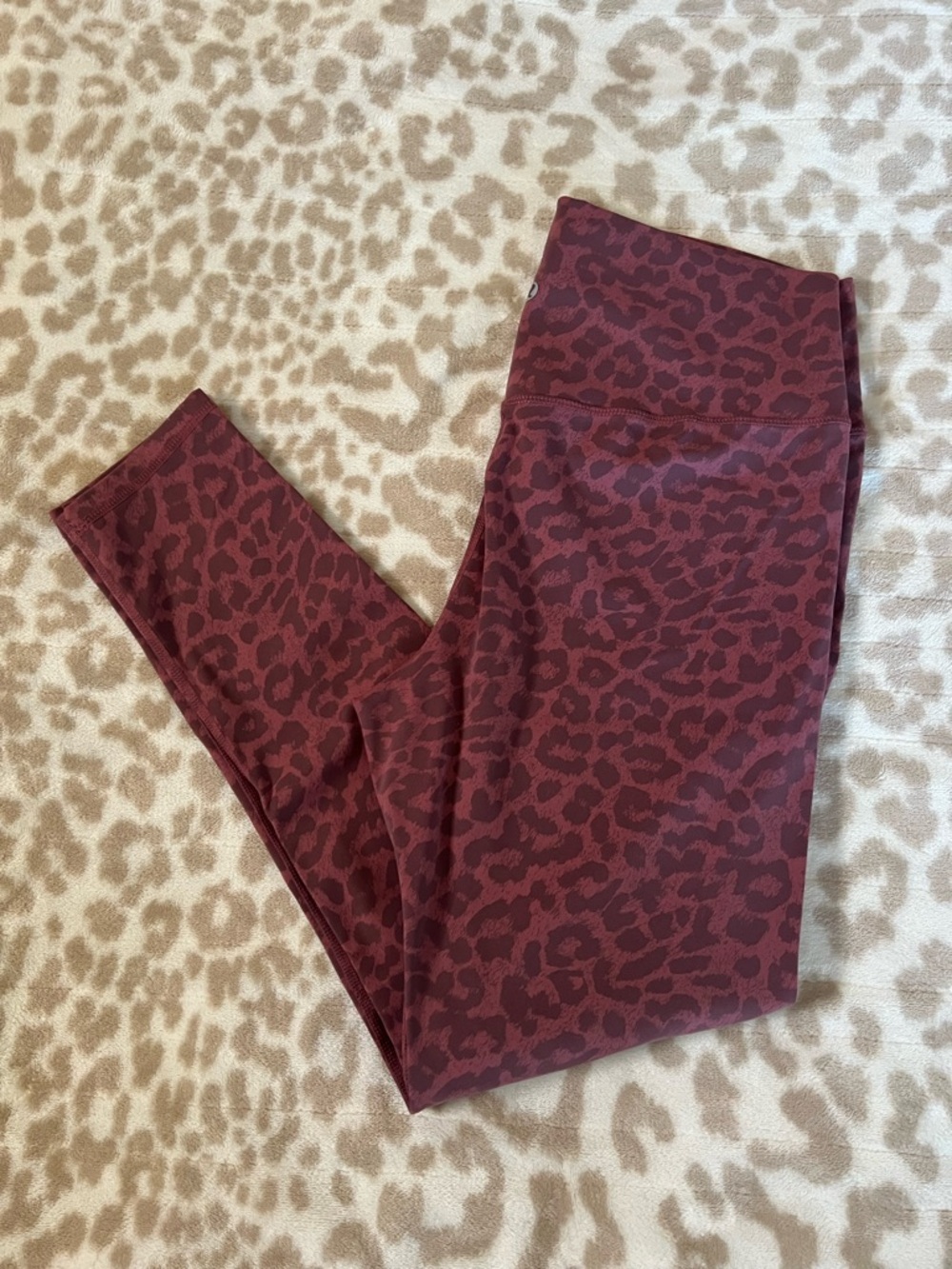Leopard Print HR Leggings in Mauve, Size 10